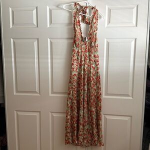 Doen Floral Red and Green Maxi Dress